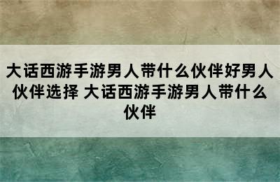 大话西游手游男人带什么伙伴好男人伙伴选择 大话西游手游男人带什么伙伴